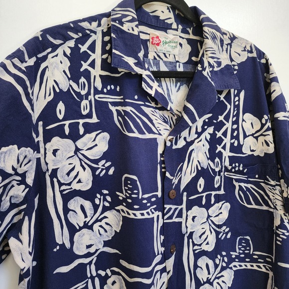 Hilo Hattie Other - Hilo Hattie The Hawaiian Original Navy Blue Aloha Shirt XL Made in Hawaii Rayon